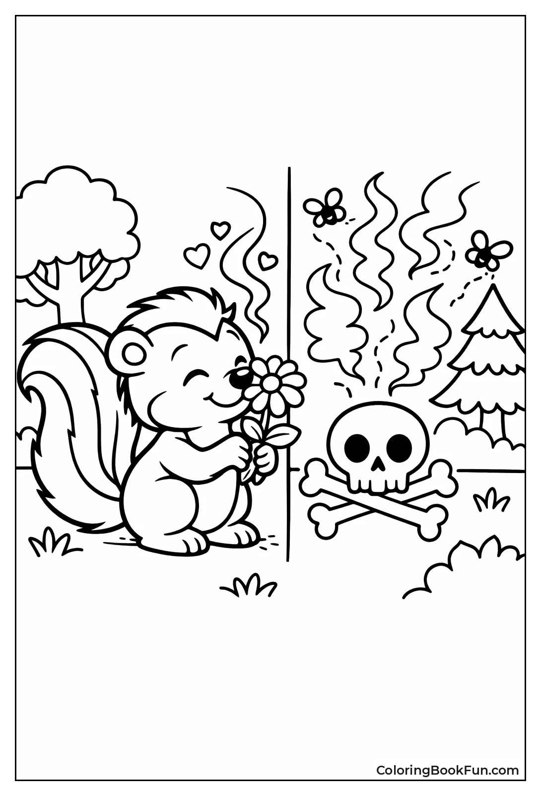 Skunk Smelling Pretty Flower