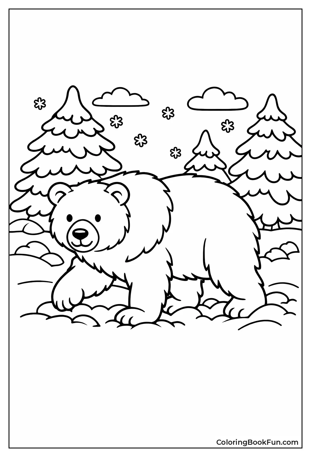 Bear Trudging through Winter Snow