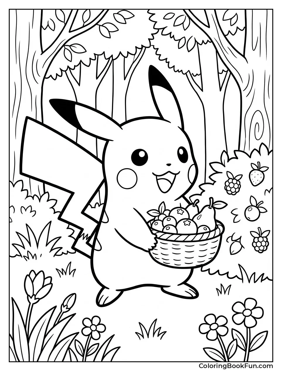 Pikachu Picks Forest Berries