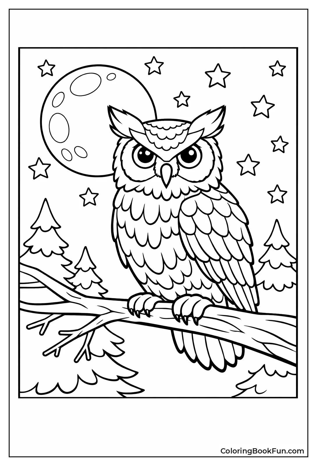 Horned Owl in Moonlit Forest