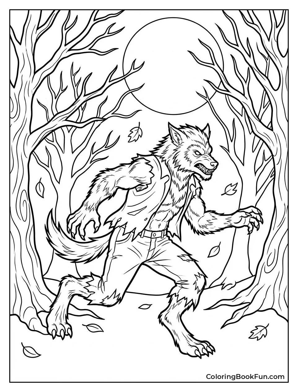 Werewolf Running through Forest