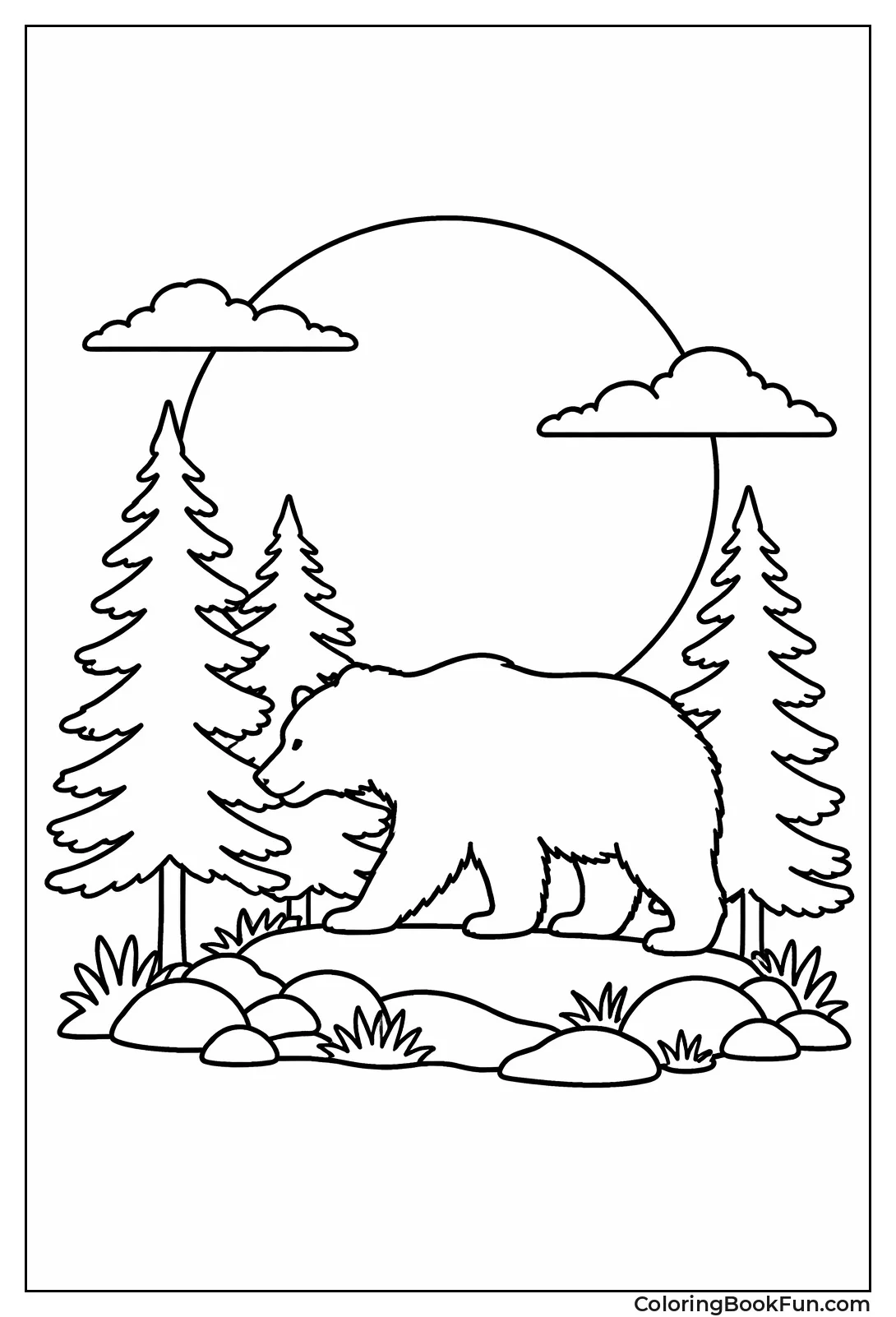 Silhouette Bear under Moon