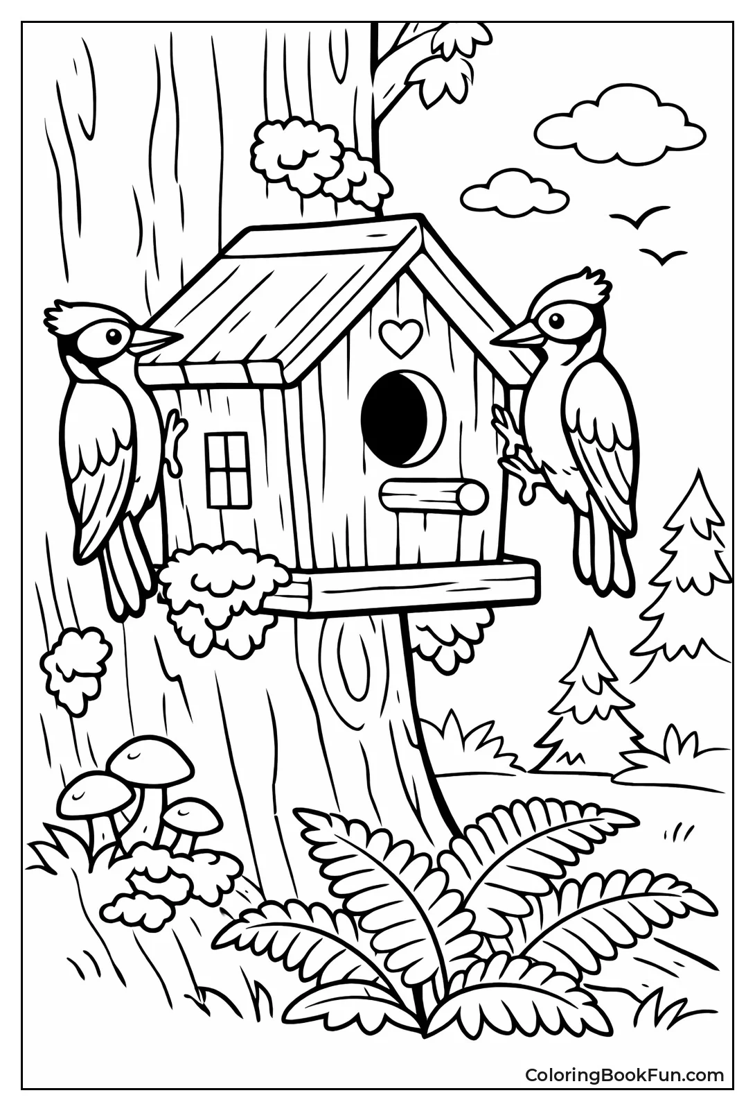 Forest Birdhouse Woodpeckers Peck