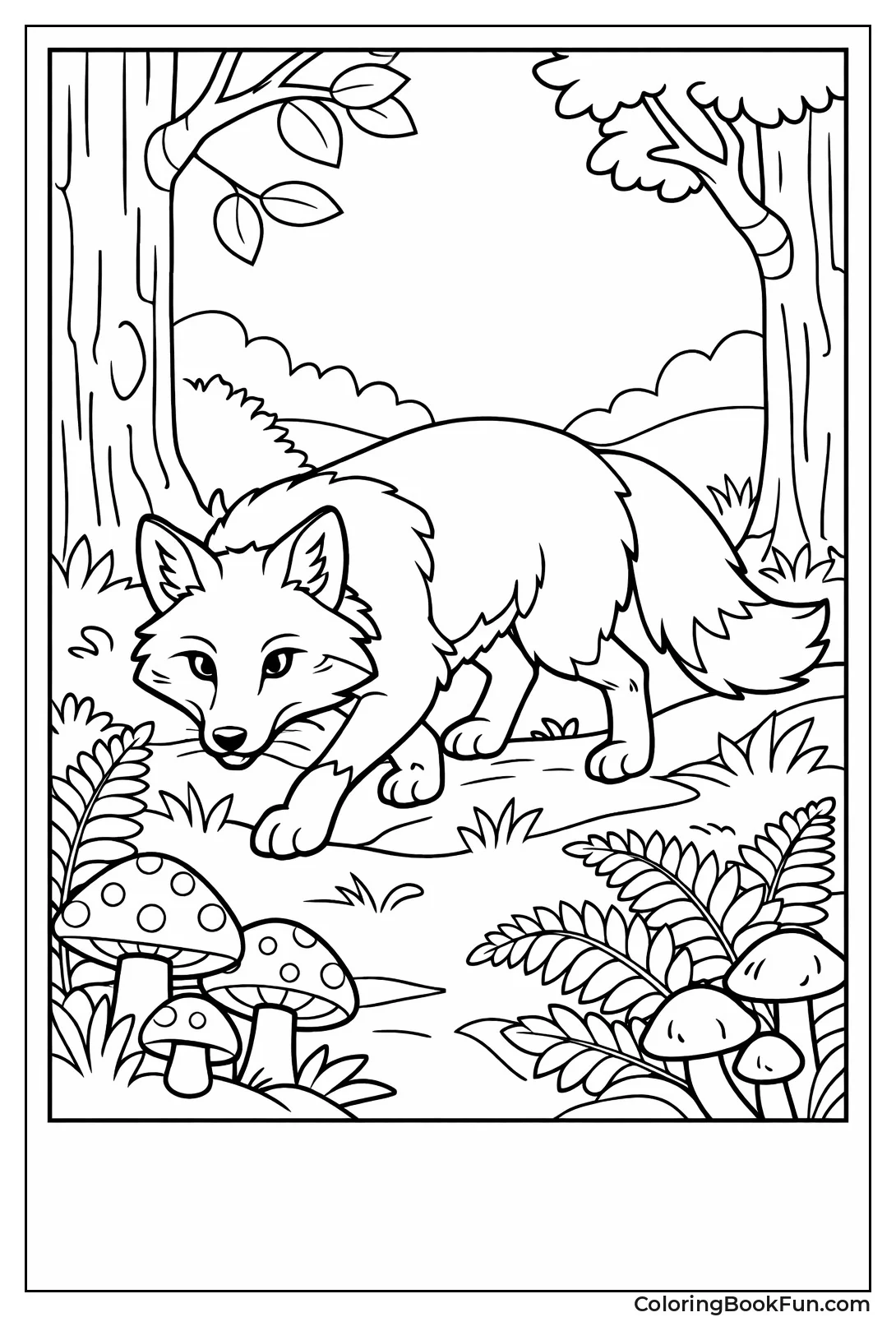 Fox Prowling through Woodland