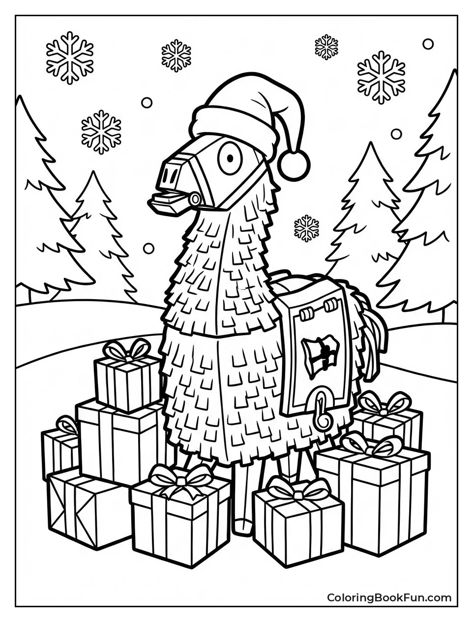 Llama Wears Santa Hat