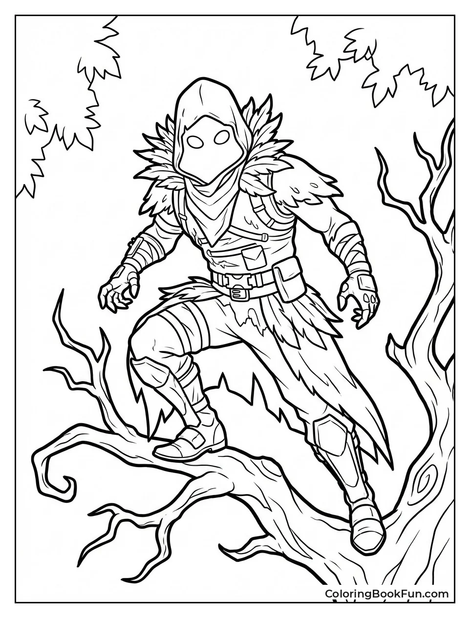 Raven Perches on Spooky Branch