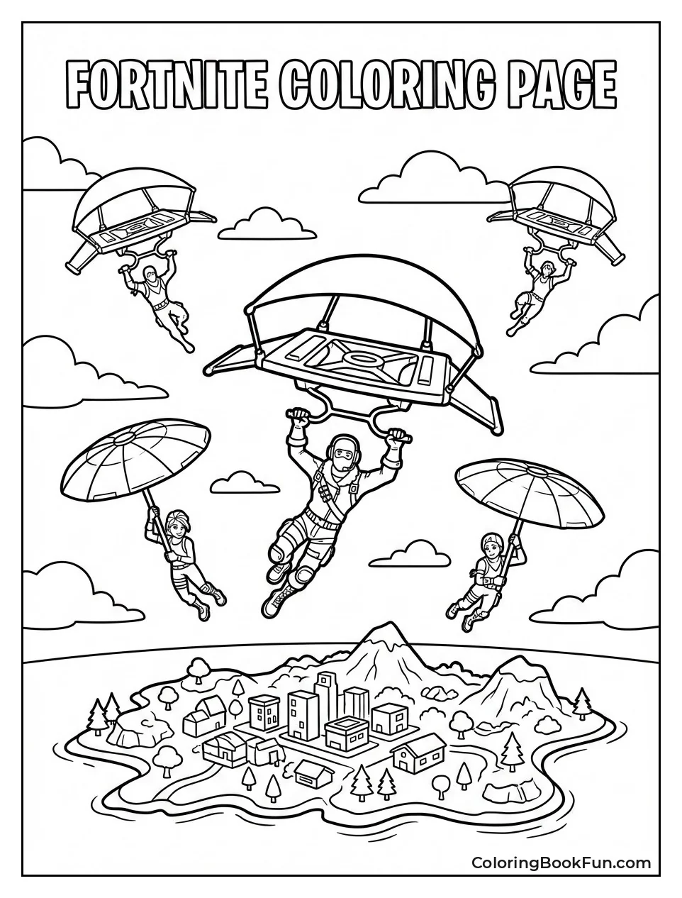 Skydivers Glide to Island