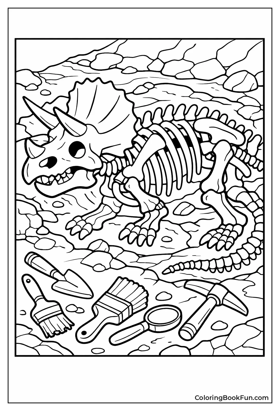 Triceratops Fossil Being Dug