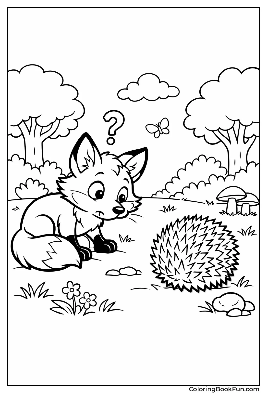 Fox and Curled Hedgehog