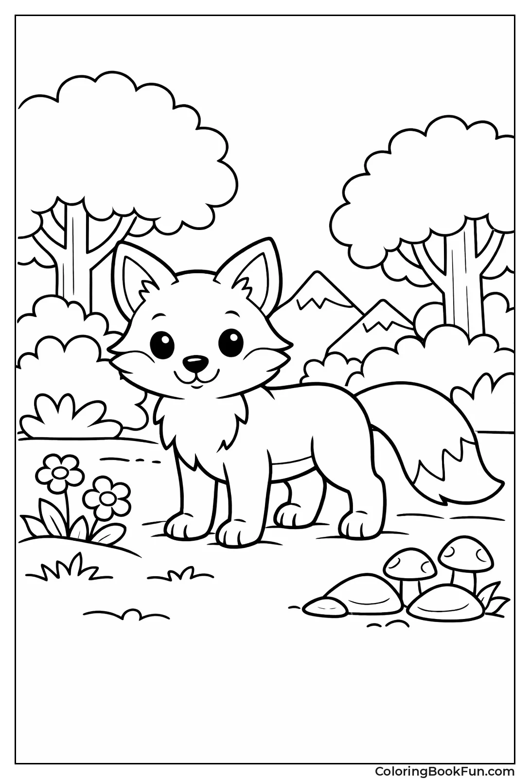 Cartoon Fox in Forest