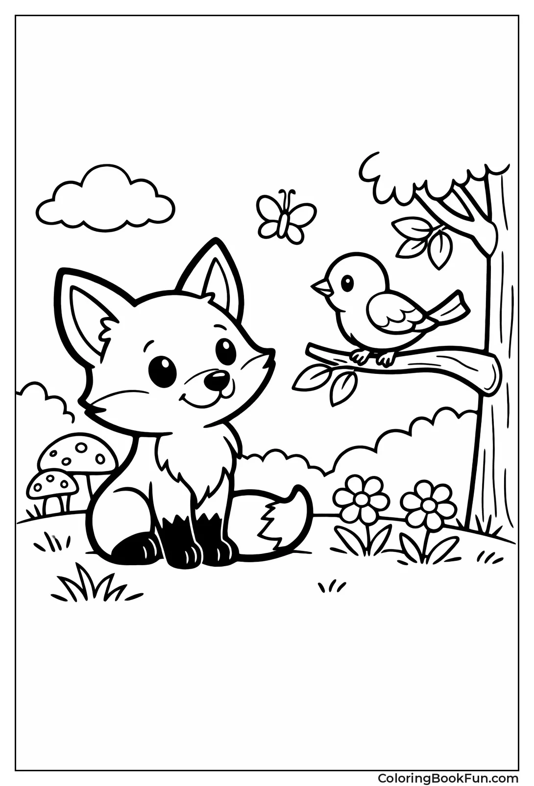 Fox Watching Bird Friend