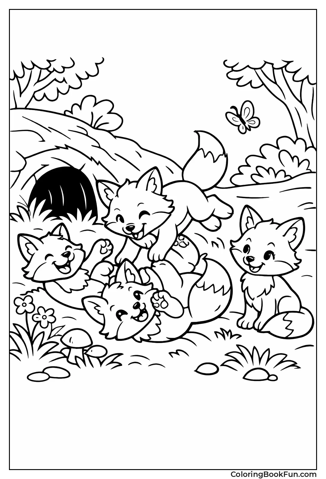 Fox Kits Tumbling Outside