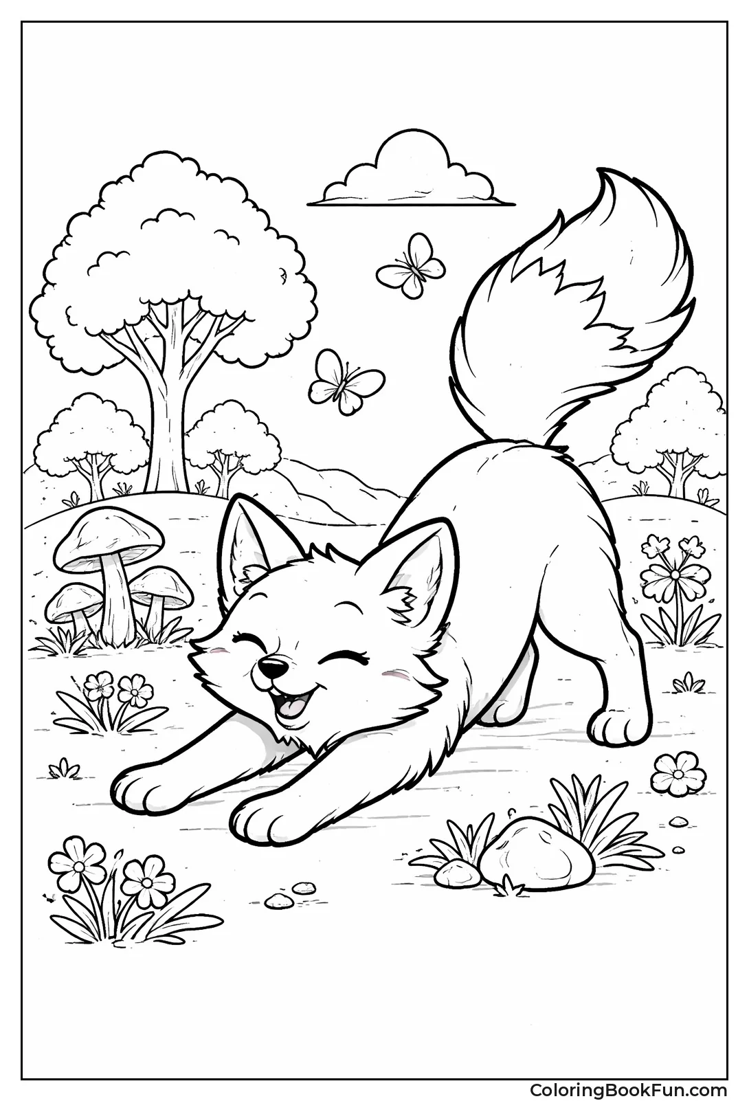 Fox Doing Morning Stretch