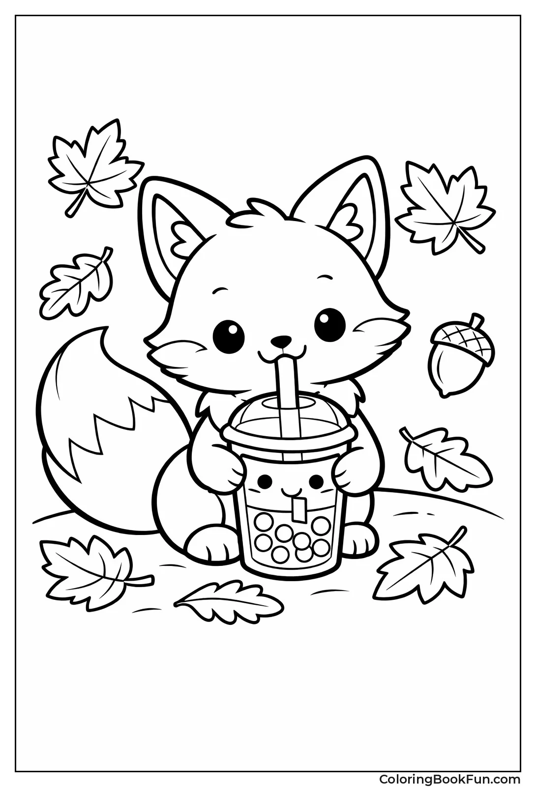 Fox Drinking Taro Boba