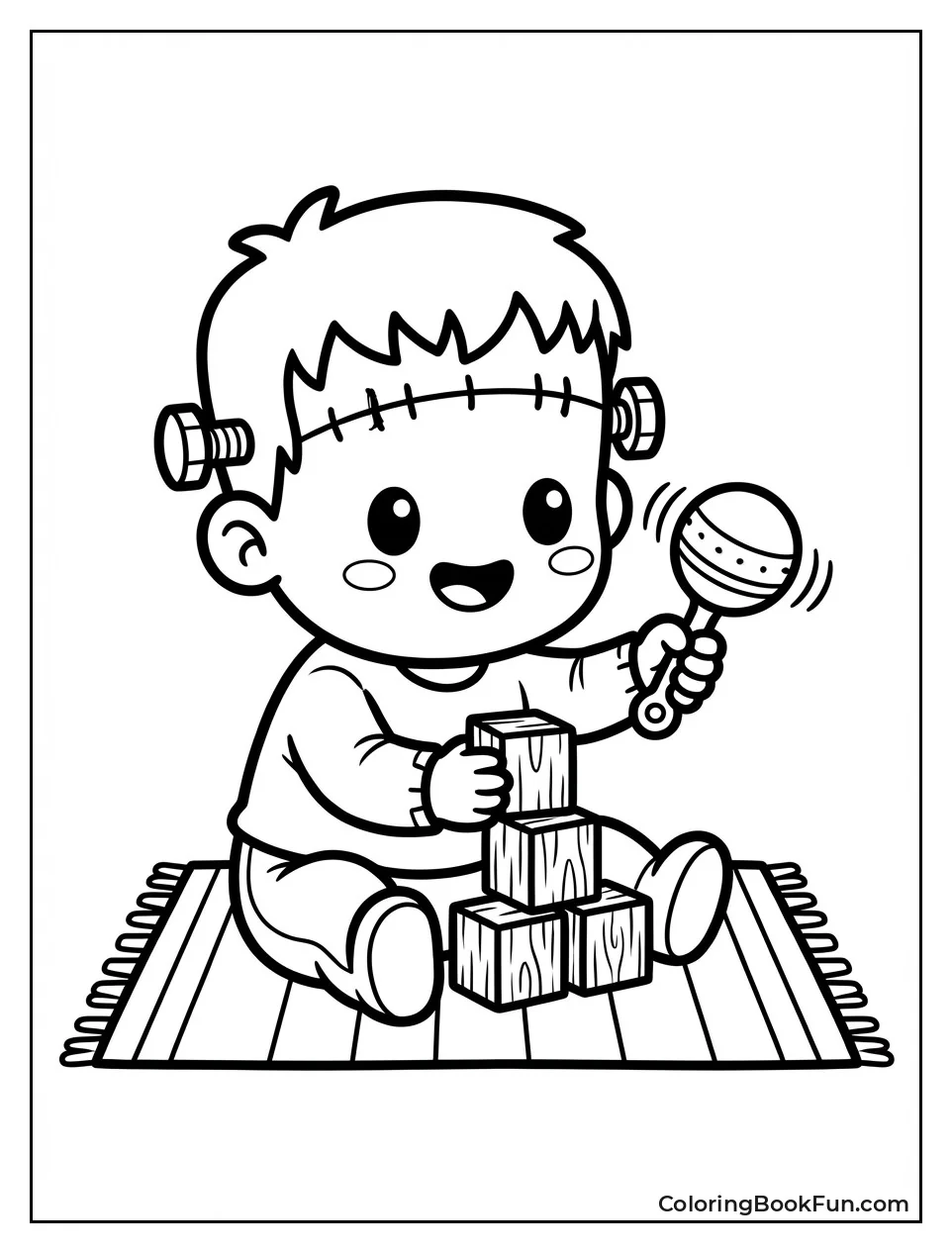 Baby Frankenstein Plays Blocks