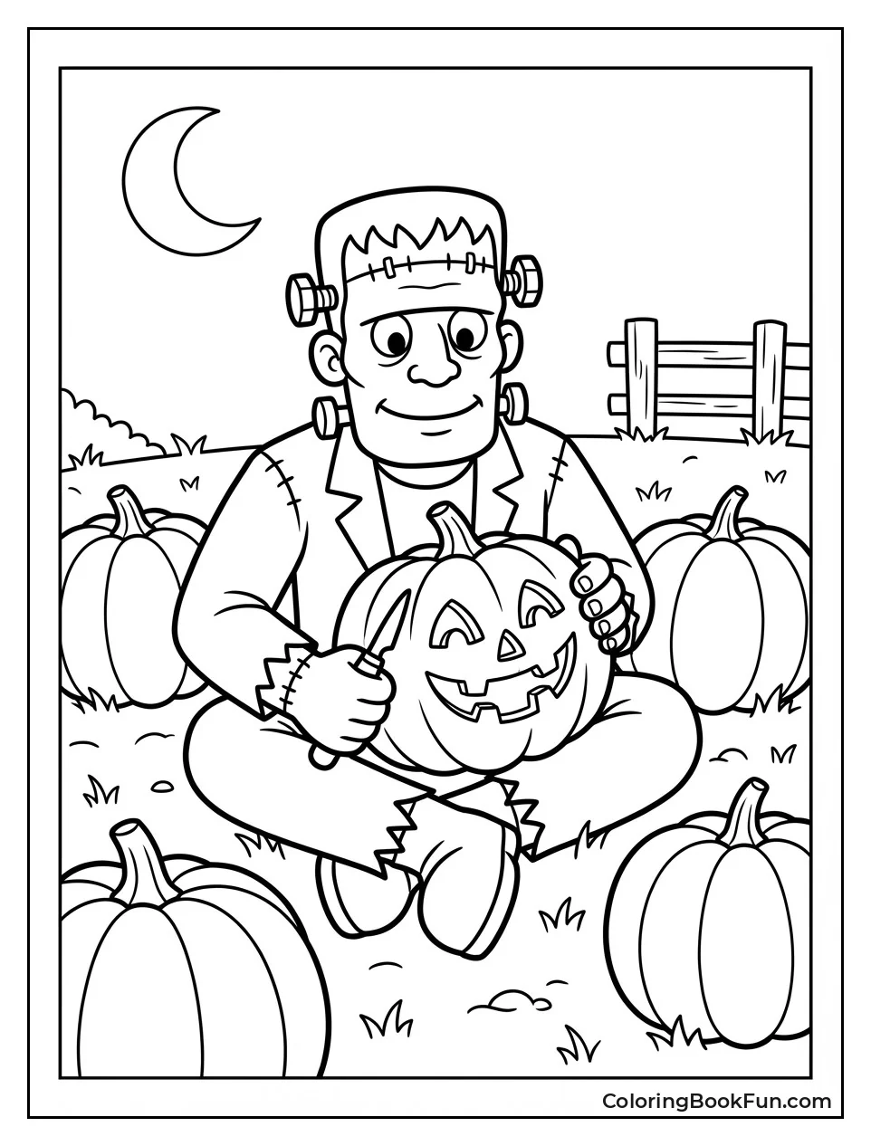 Frankenstein Carves Silly Pumpkin
