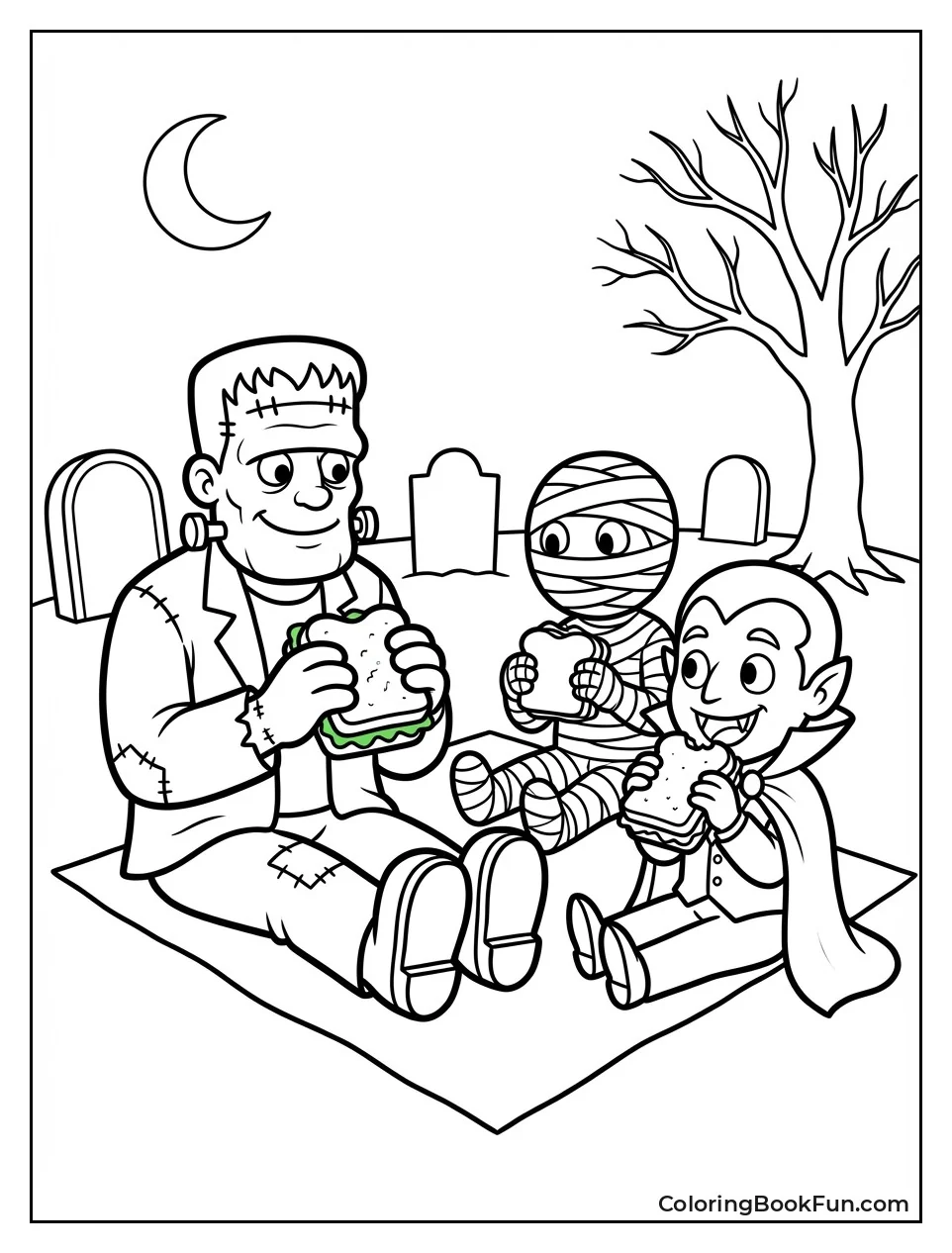 Monsters Picnic in Graveyard