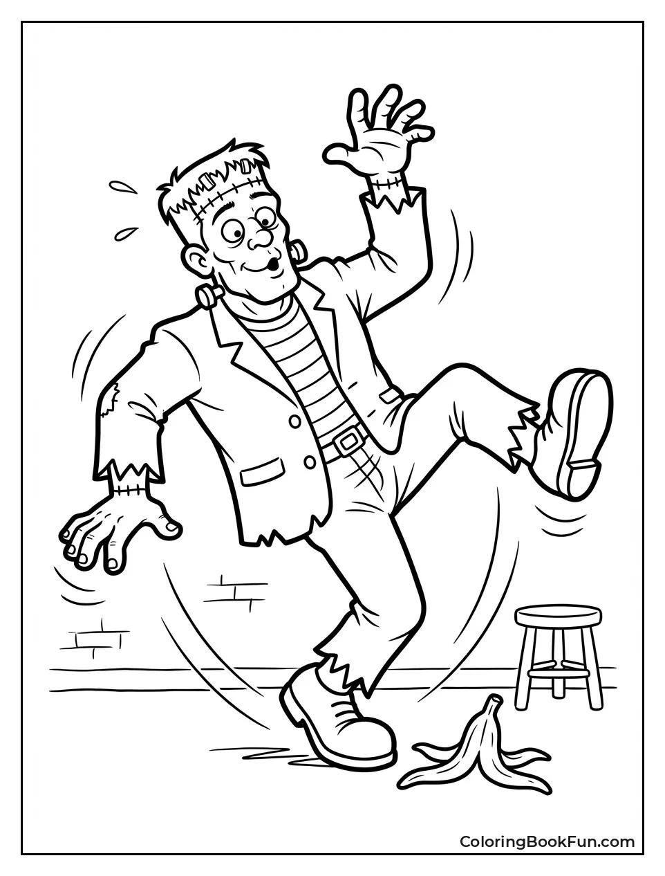 Frankenstein Slips on Banana