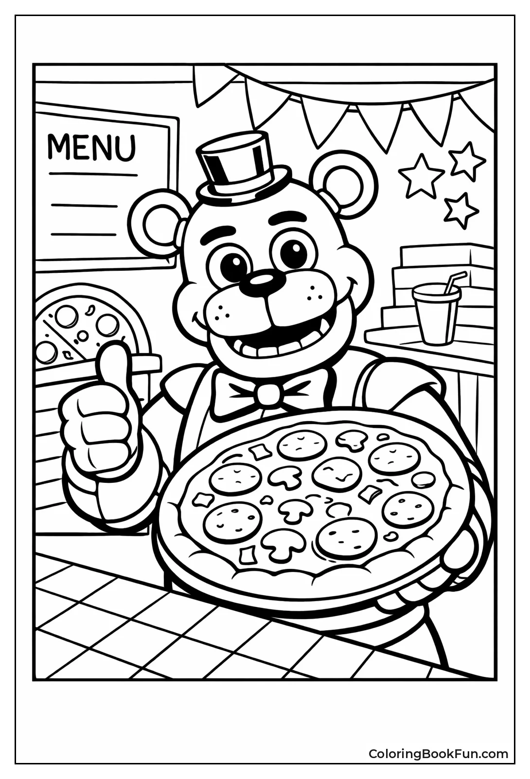 Freddy Fazbear Holds Pizza