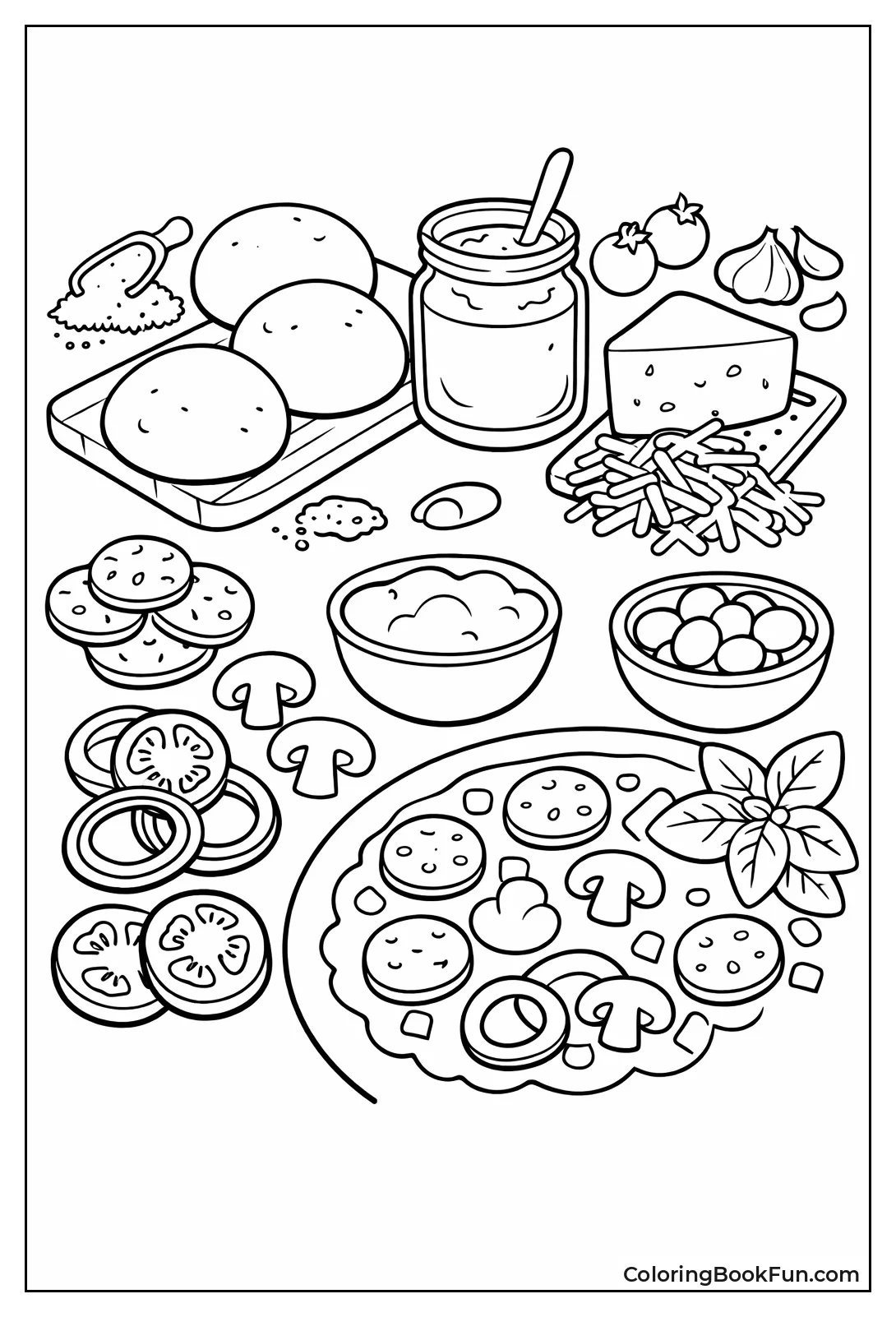 Fresh Pizza Ingredients Flat Lay