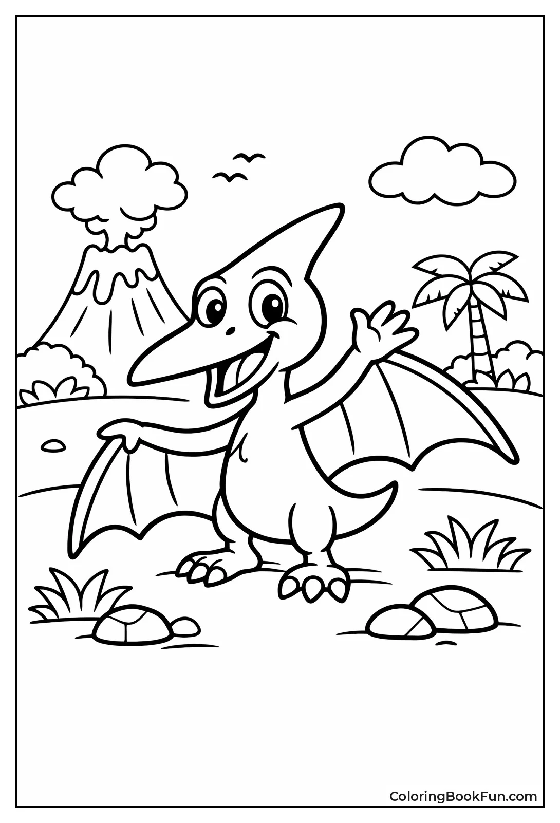 Friendly Pterodactyl Waving Wing