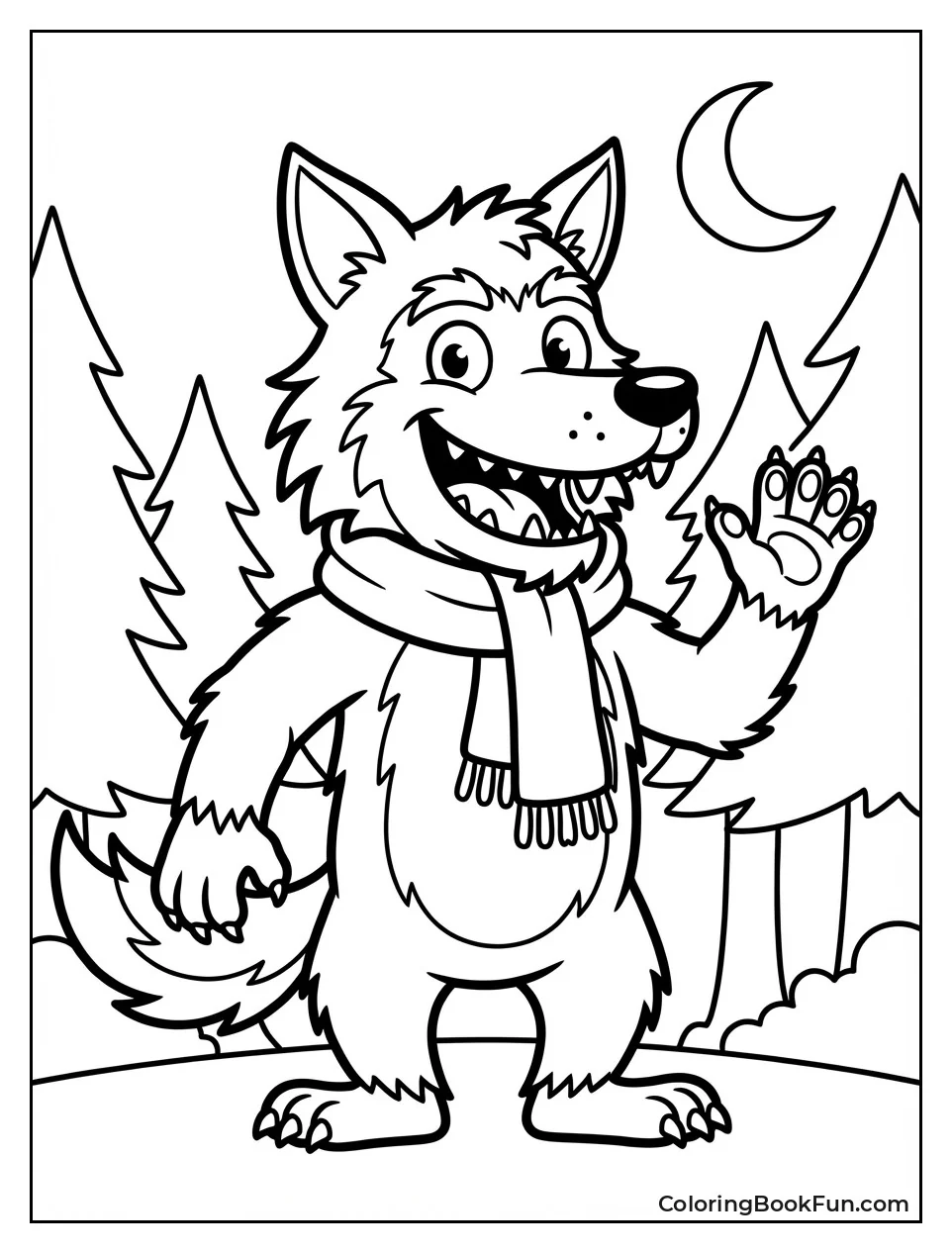 Friendly Werewolf Waving Hand