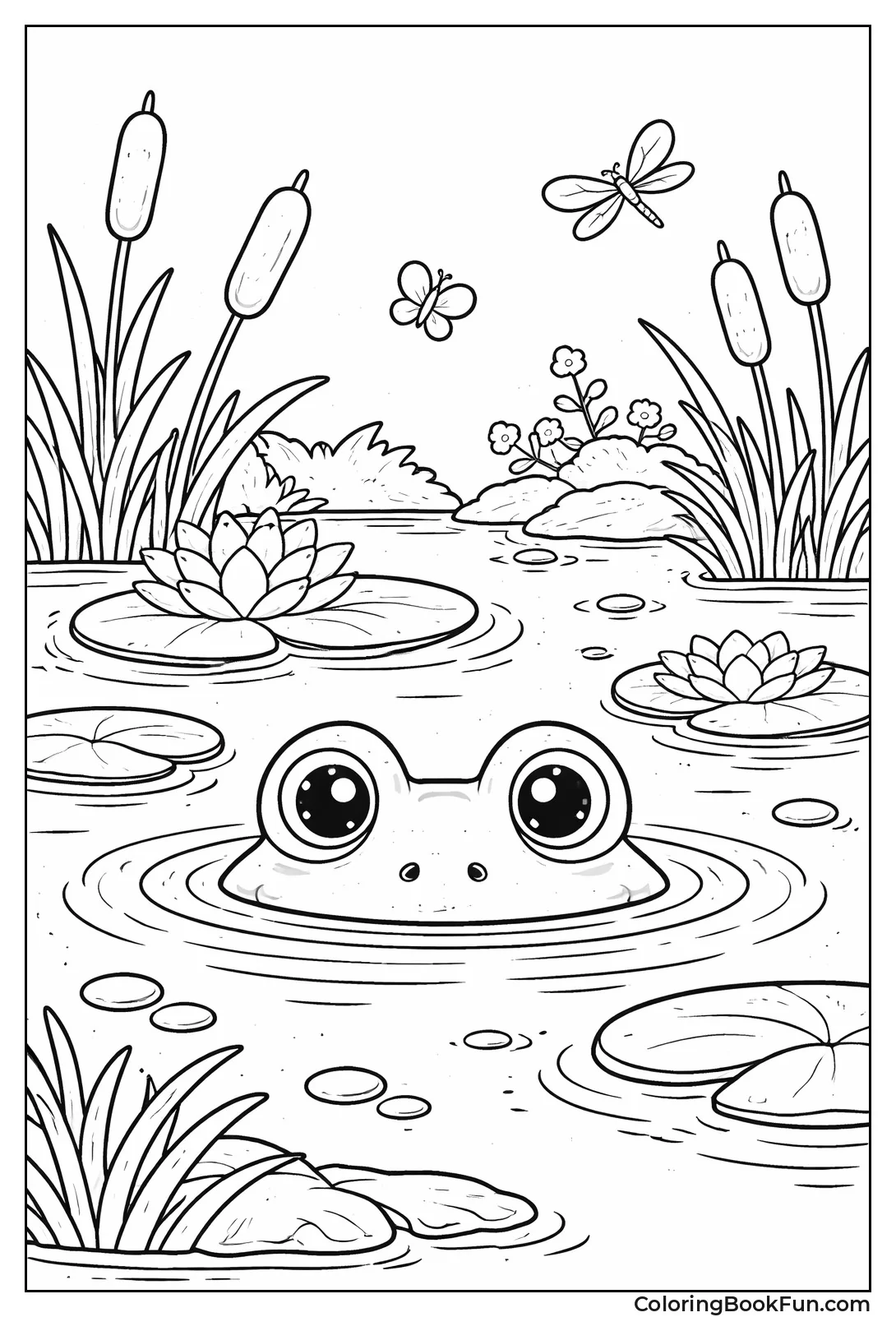 Frog Eyes Peek Above Water