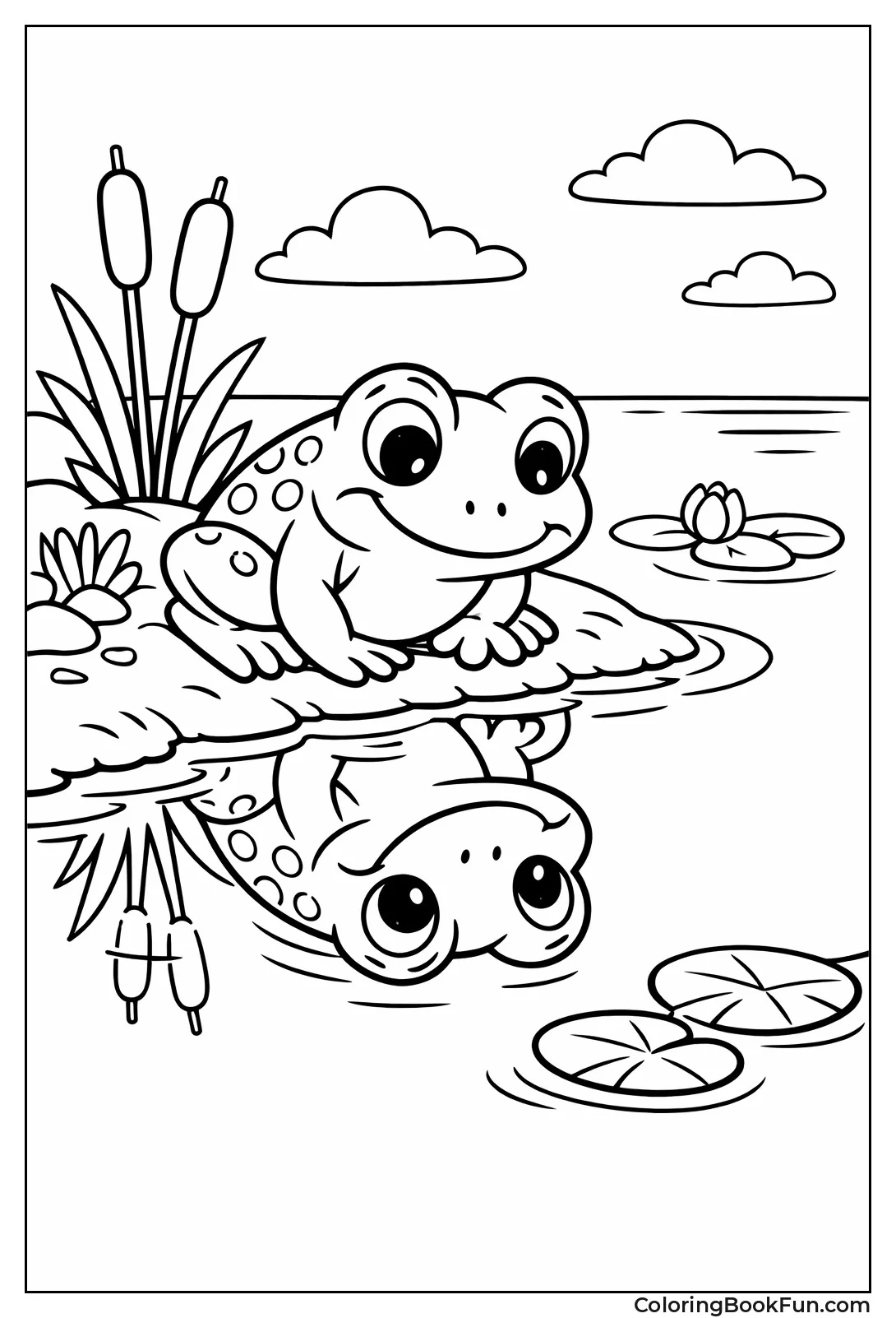 Frog Sees Reflection in Pond