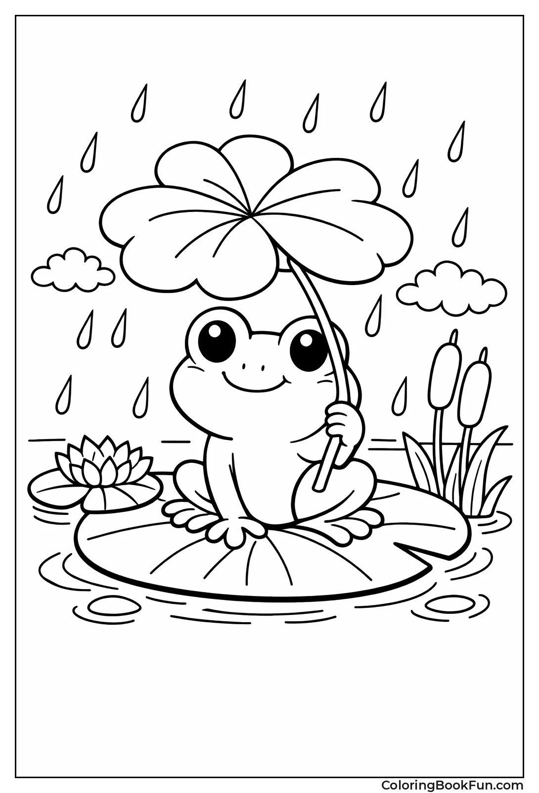 Frog Uses Leaf as Umbrella