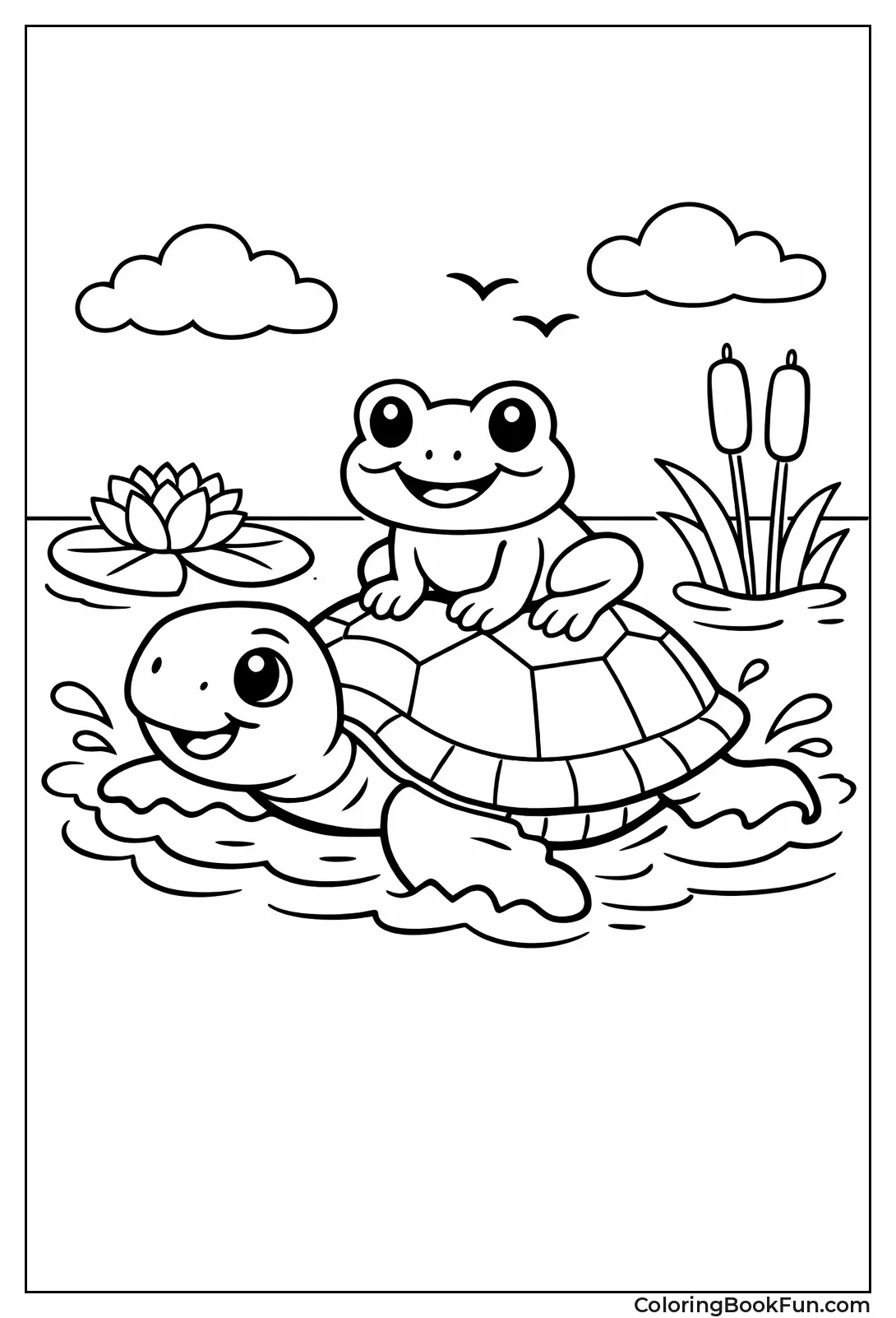 Frog Rides on Turtle Back