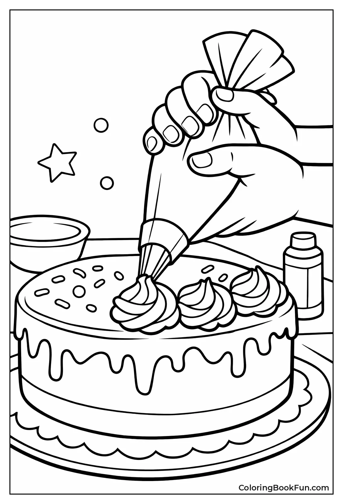 Piping Frosting on Cake