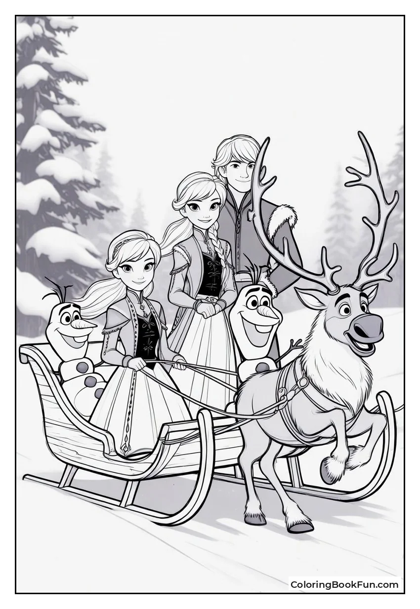 Friends Race Sleigh through Snow