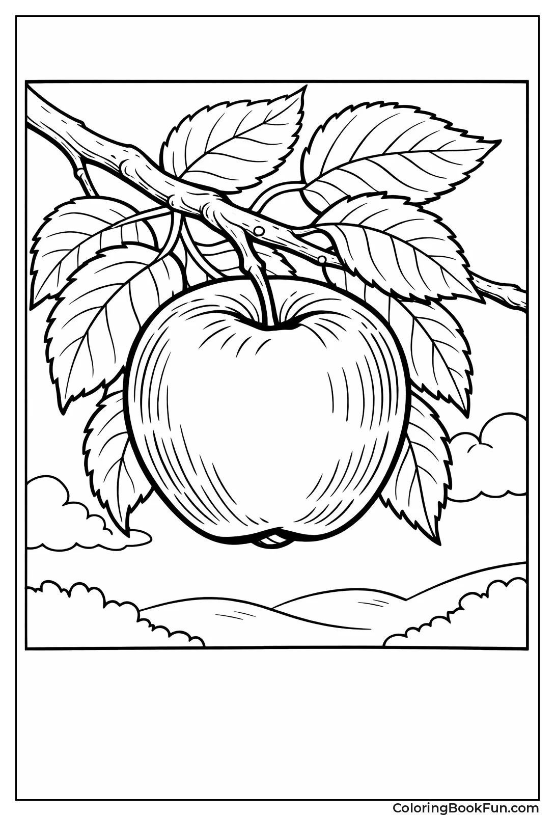 Apple on Leafy Branch