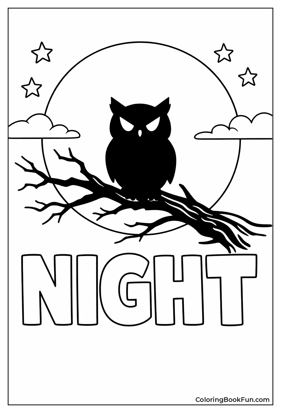 Owl Silhouette before Moon