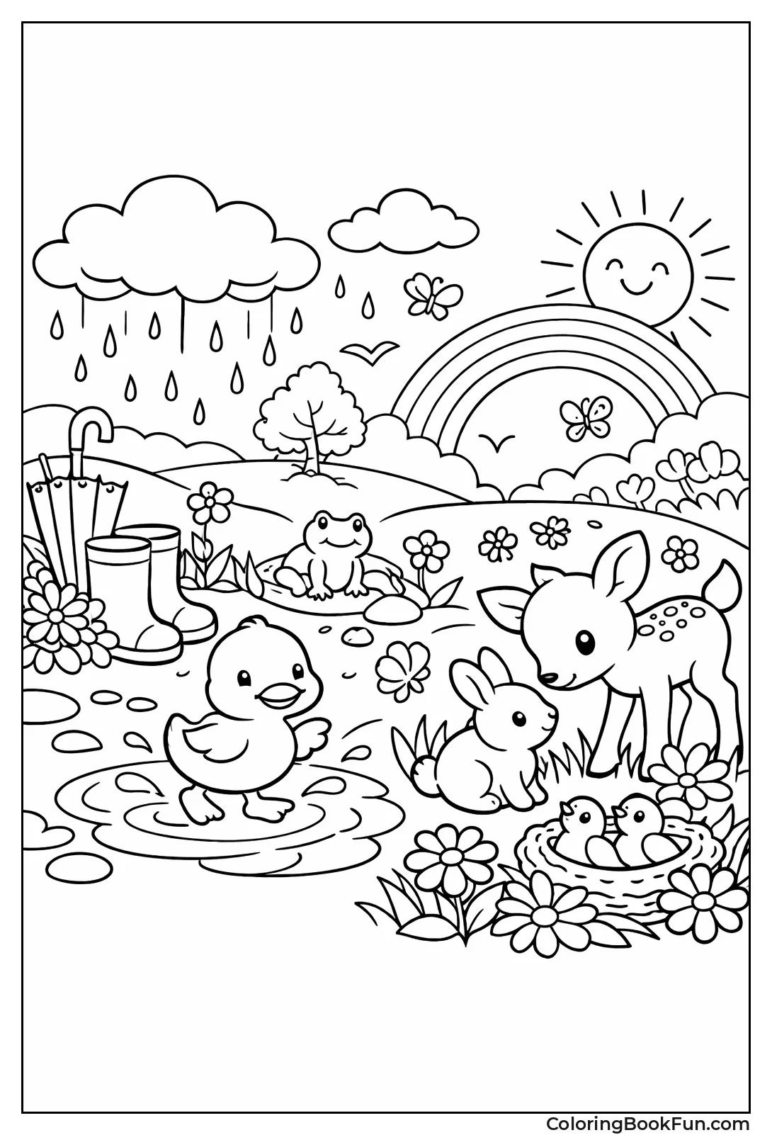 Rainy Puddles and Flowers