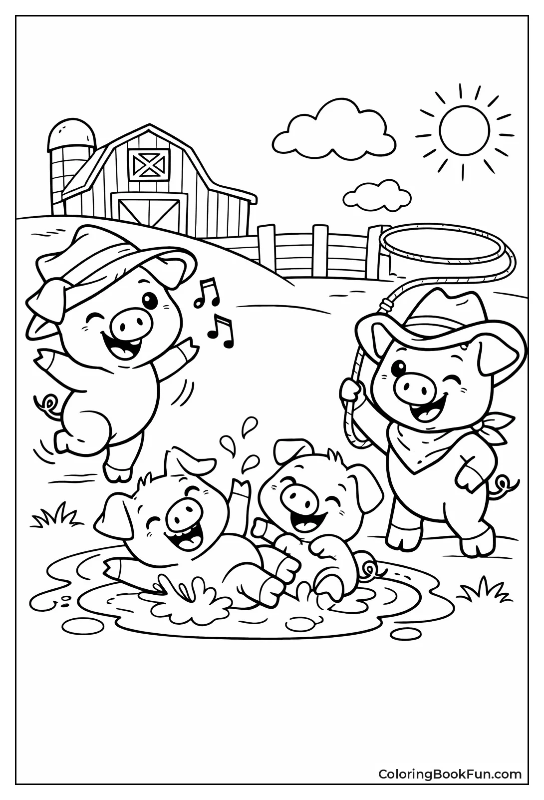 Silly Pig Dancing in Hat