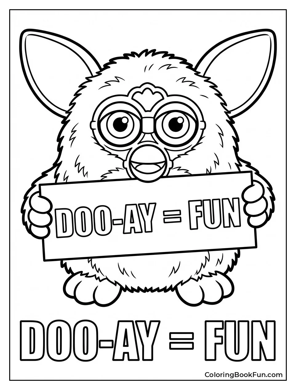 Furby Holding Furbish Sign