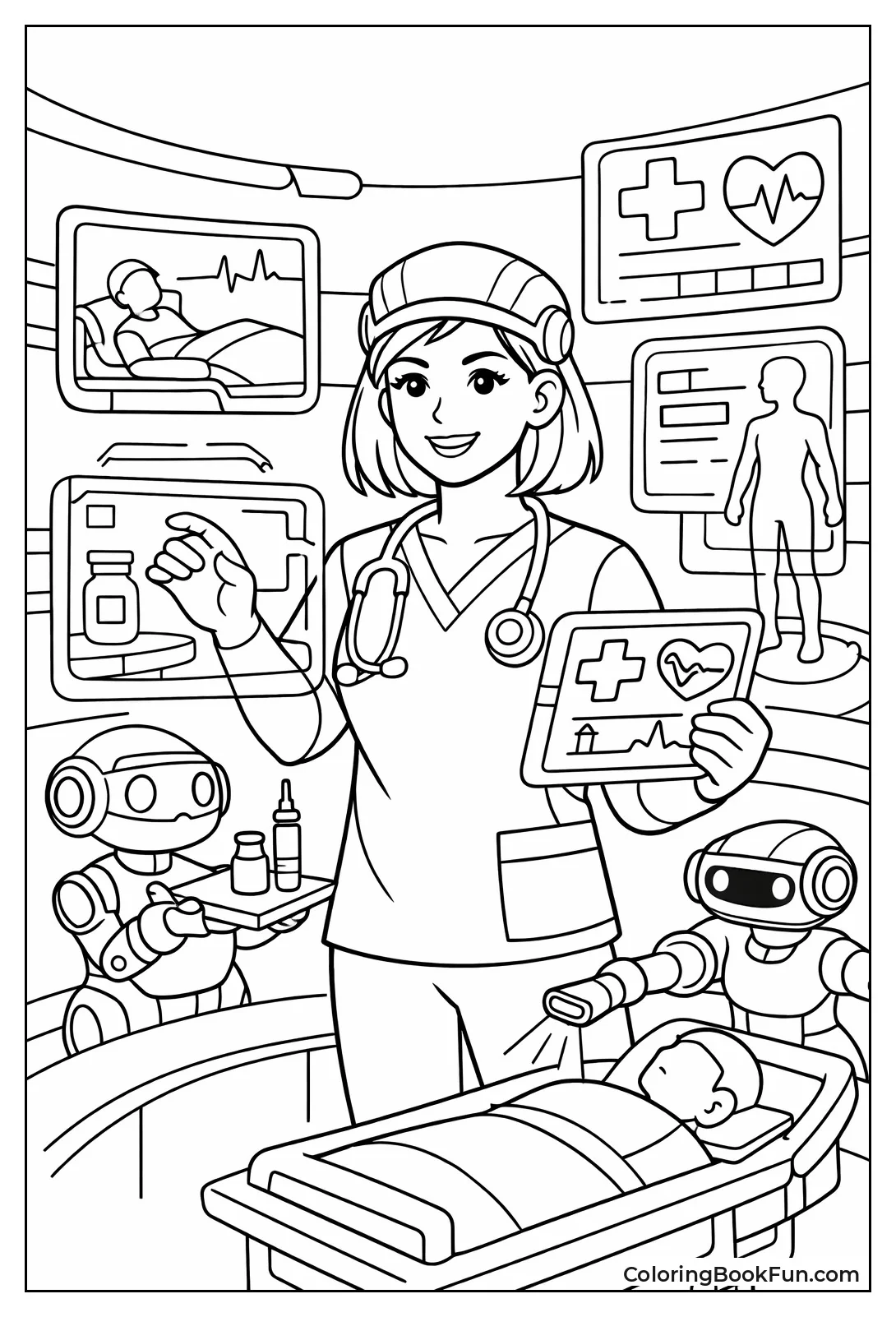 Futuristic Cyber Nurse Holograms