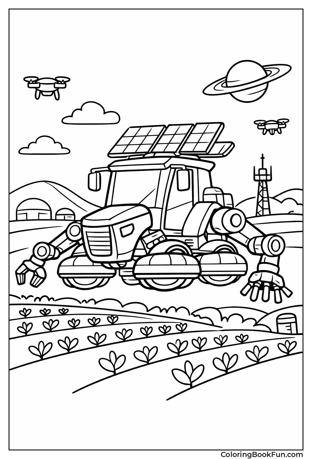 Futuristic Solar Tractor Field