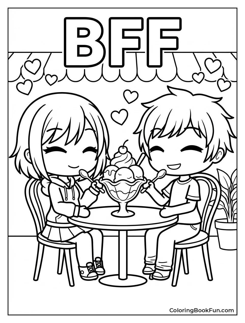 Best Friends Share Ice Cream