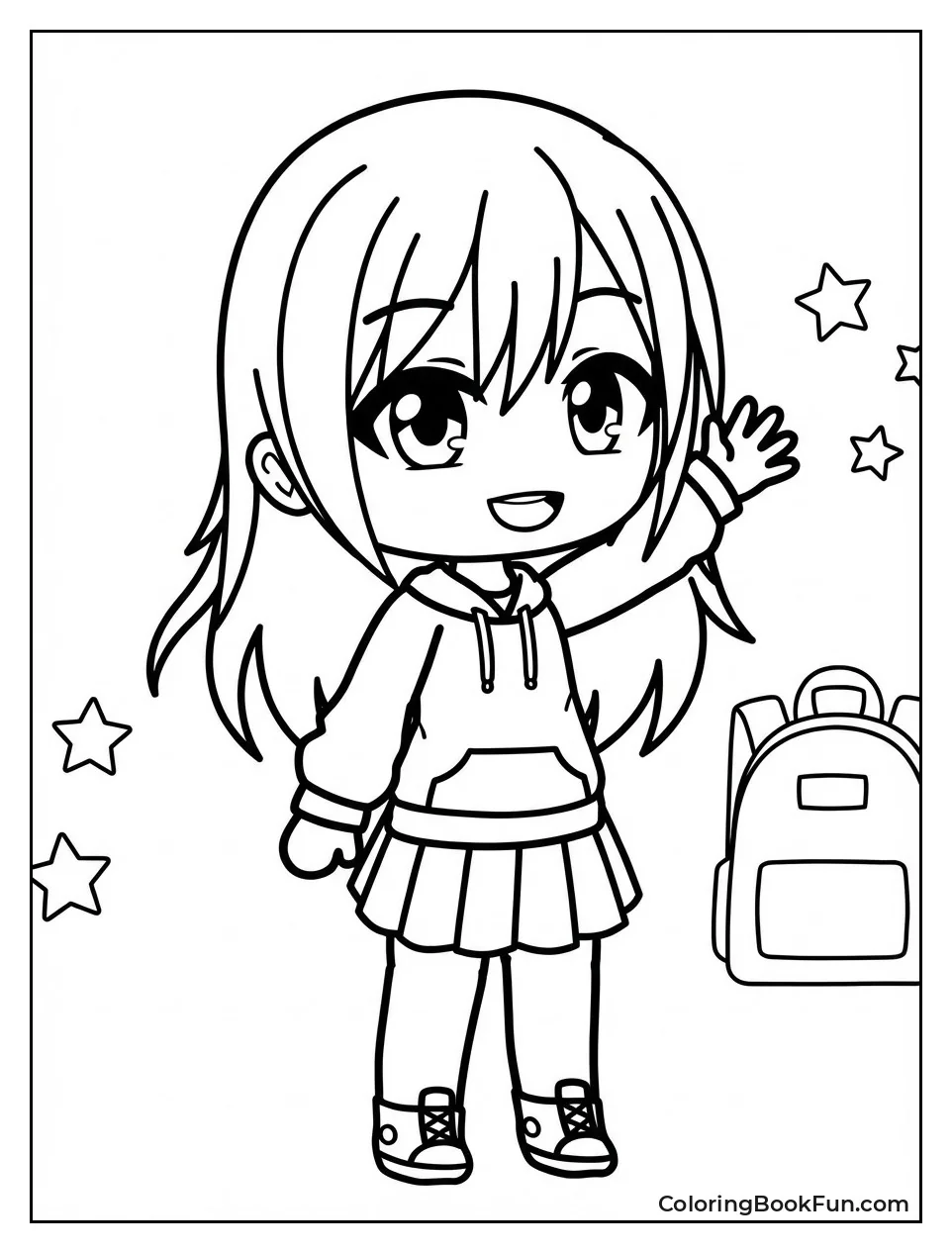 Chibi Girl Waves Happily
