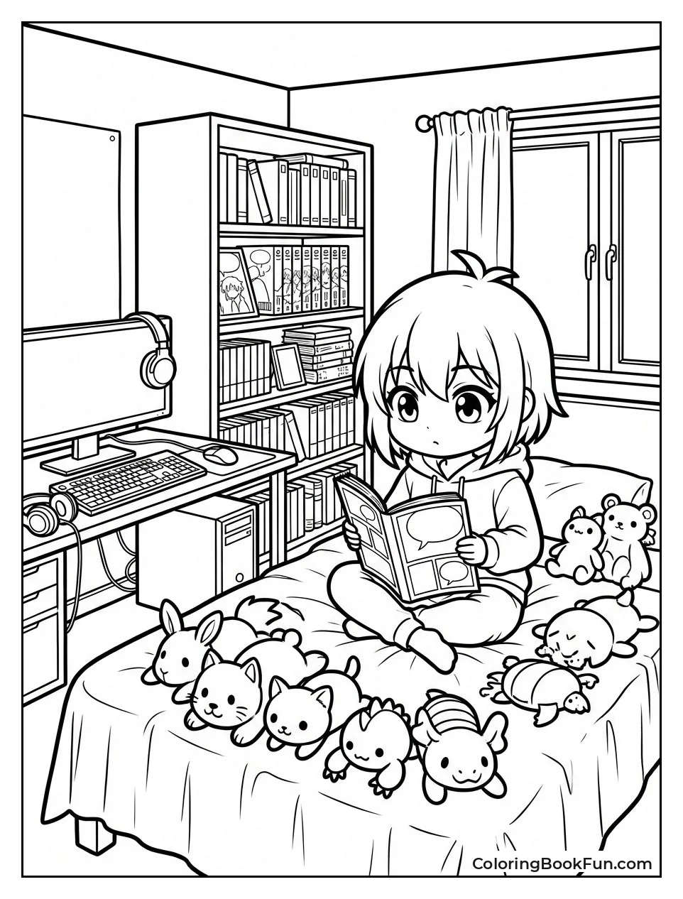 Girl Reads in Bedroom