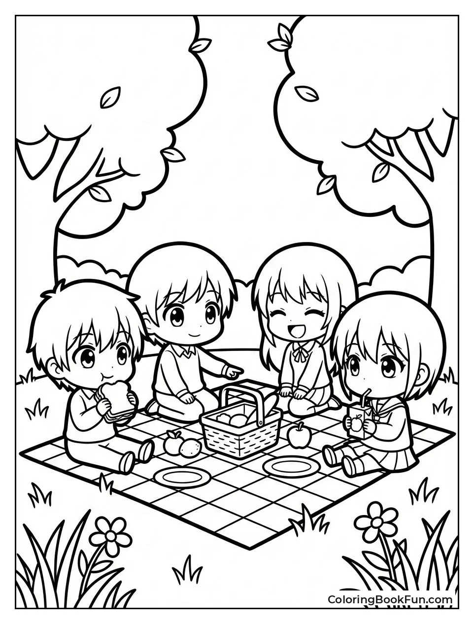 Friends Picnic in Park