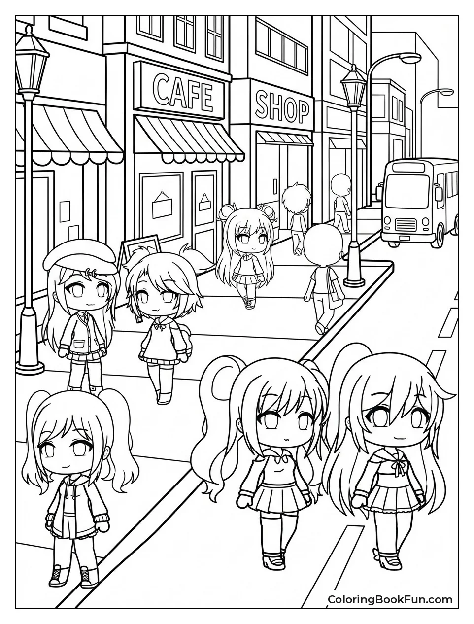 Characters Stroll City Street