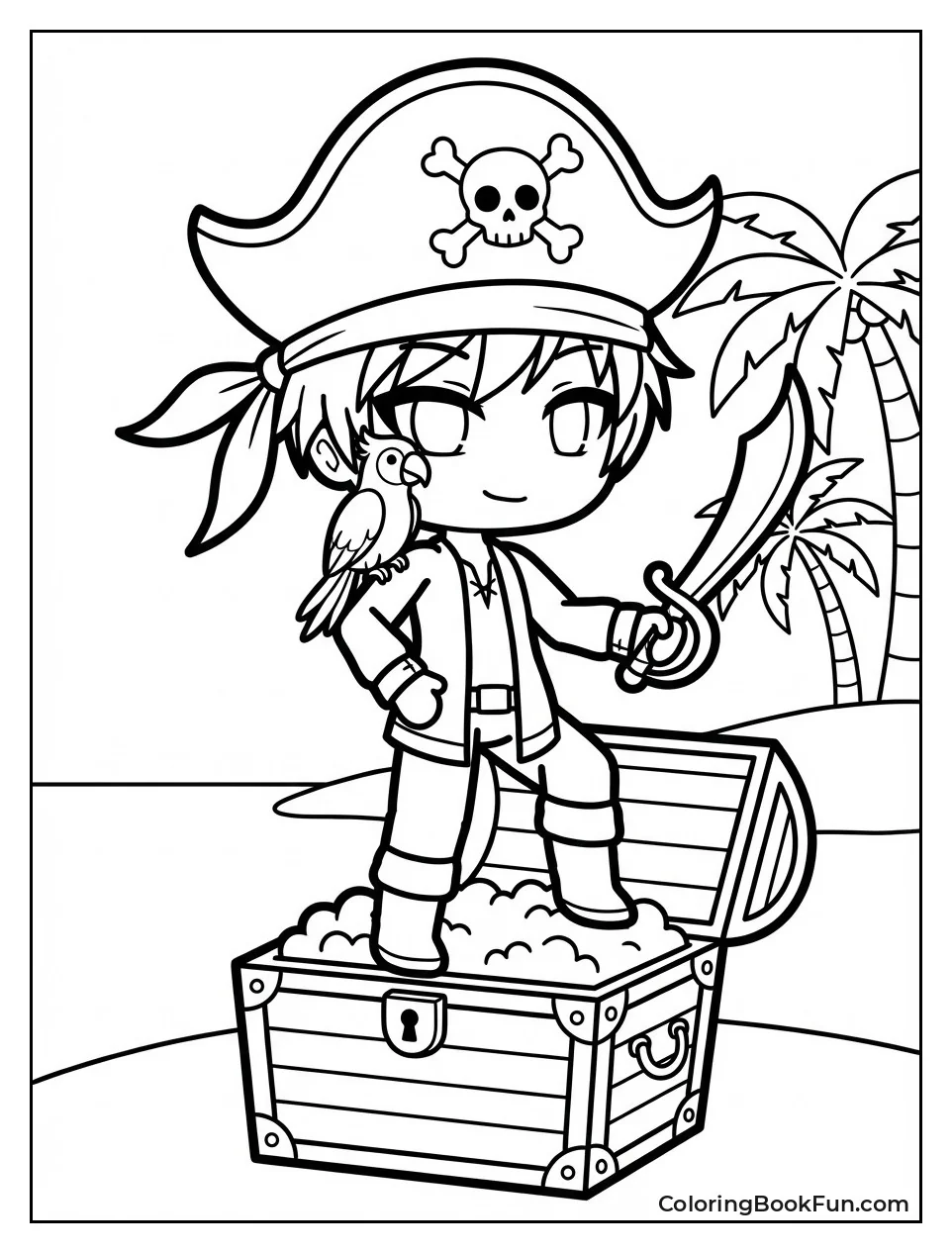 Pirate Stands on Treasure