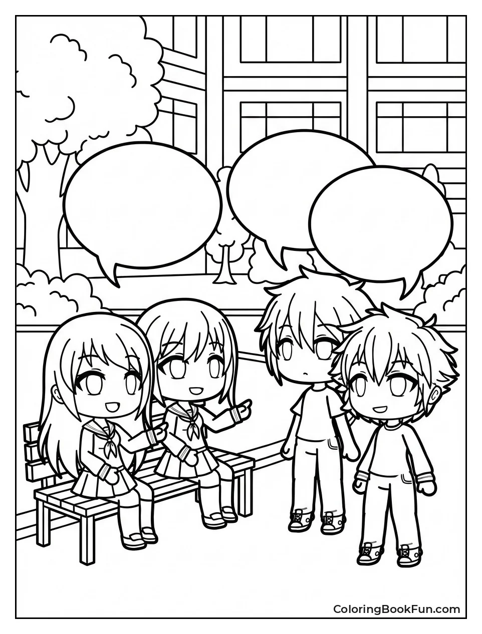 Friends Chat at School