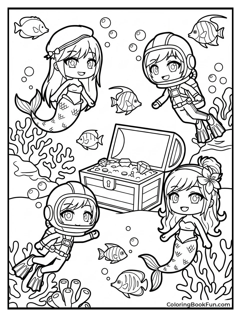 Mermaids Explore Coral Reef