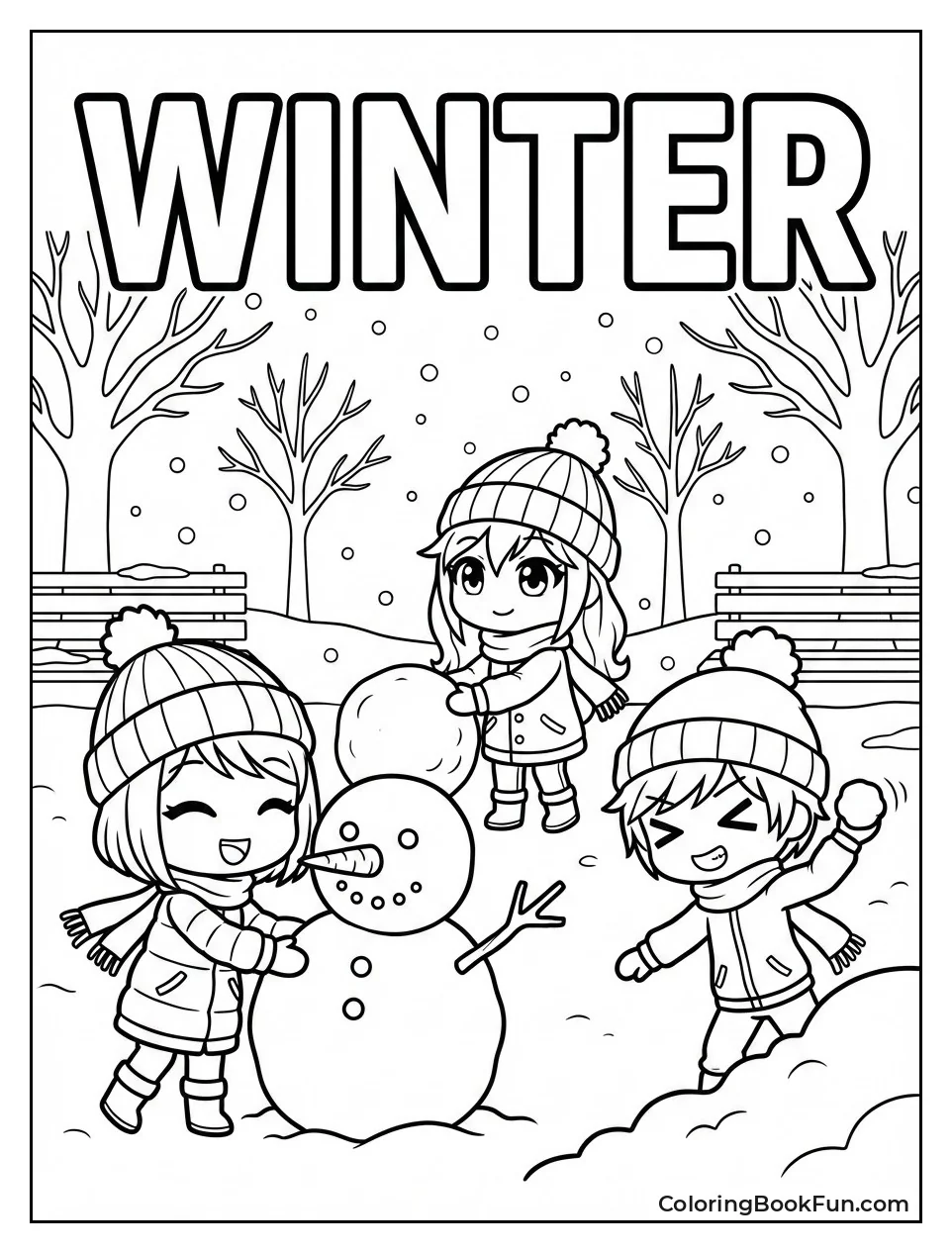 Kids Build Snowman Fun