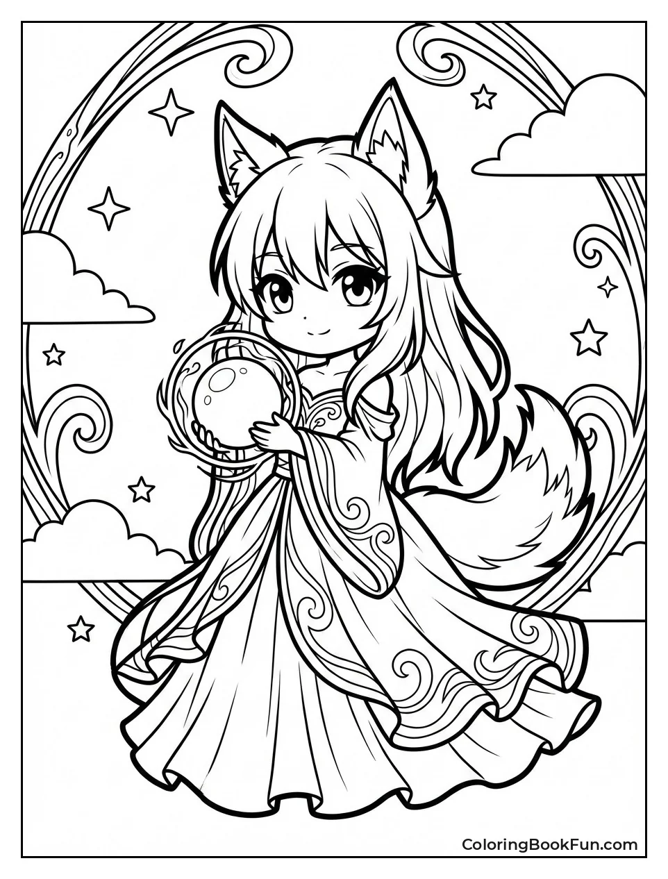 Wolf Girl in Elegant Dress