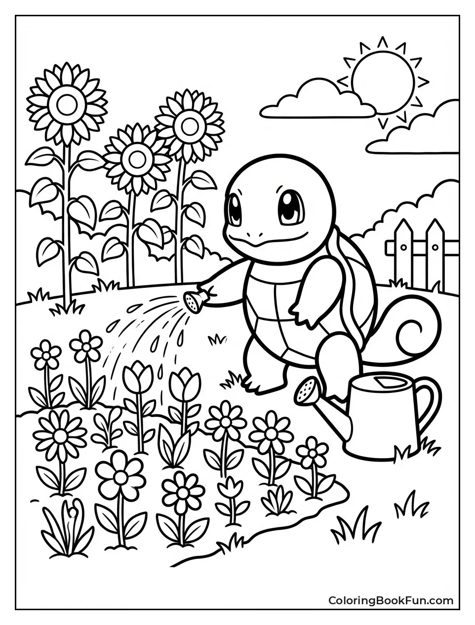 Squirtle Waters Garden Flowers